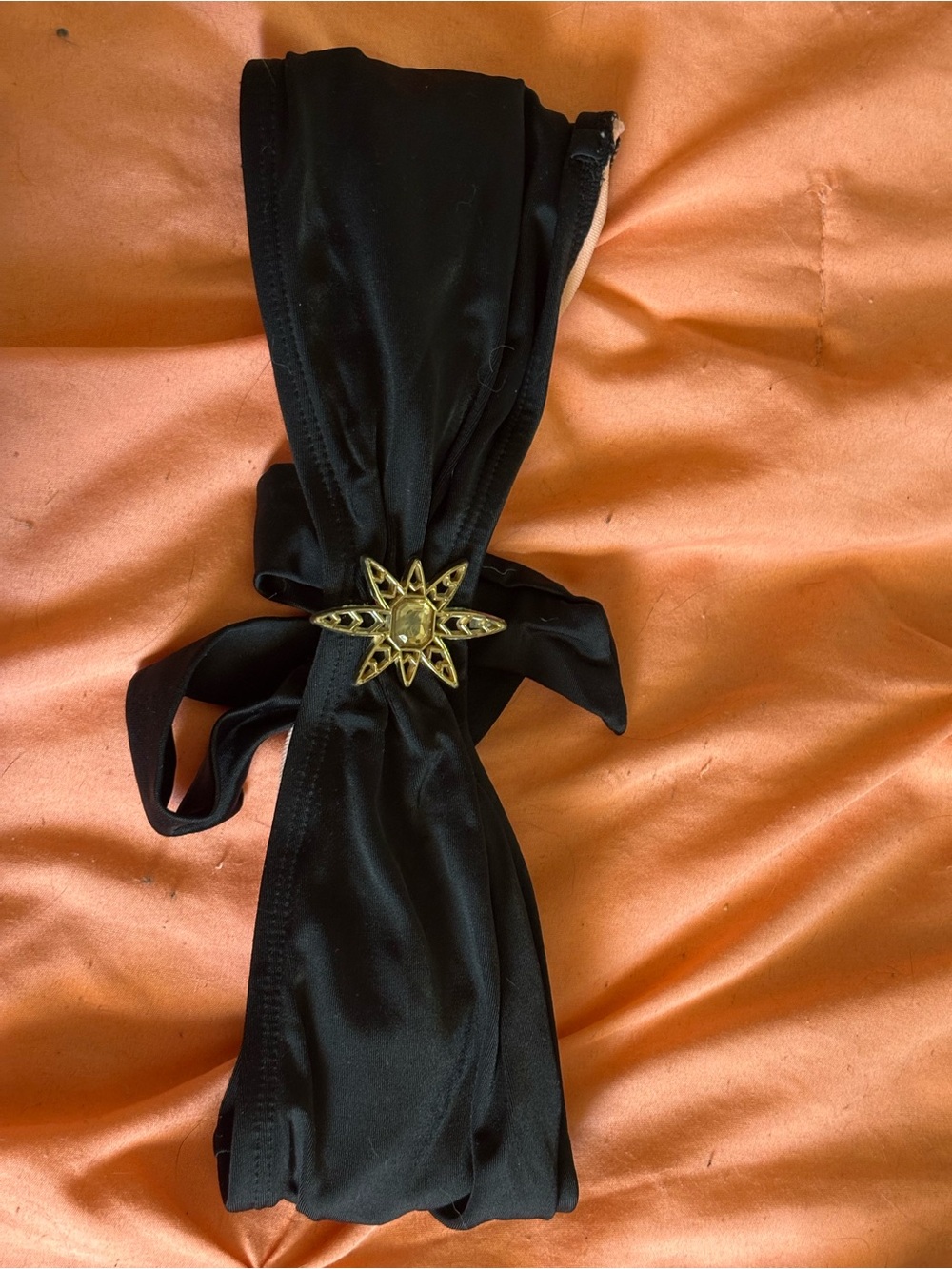 Candie's Bandeau Black Bikini Top with Gold Star Accent